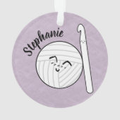 Cartoon Garnball & Crochet Hook + Name Ornament (Rückseite)
