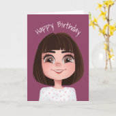 Cartoon Geburtstagskind mit großen Augen Karte (Gelbe Blume)