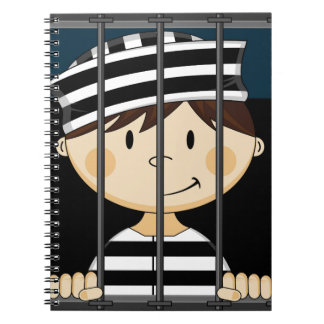 Cartoon-Gefangener in der Gefängnis-Zelle Notizblock