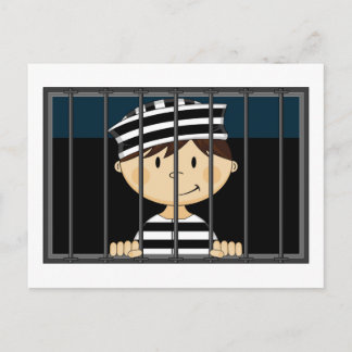 Cartoon Gefangener in Gefängniszelle Postkarte