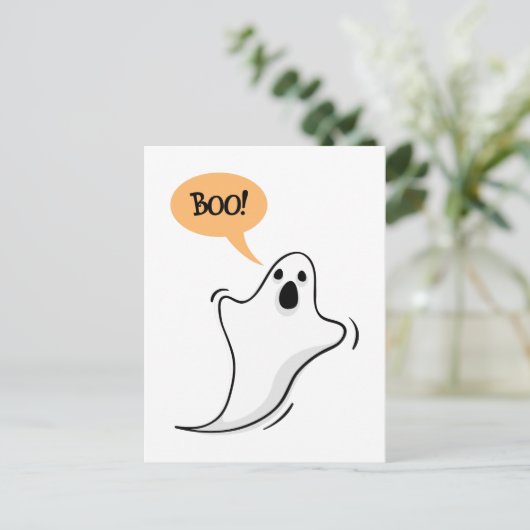 Cartoon Geist Sprichwort Boo! Postkarte (Stehend Vorderseite)