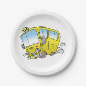 Cartoon-Gelb-Bus-Papier-Teller Pappteller (Vorderseite)