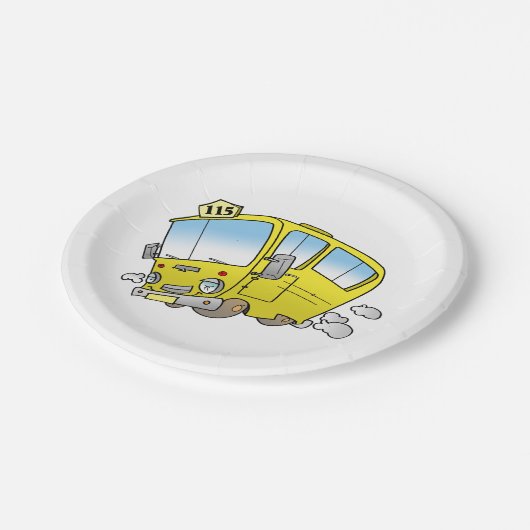 Cartoon-Gelb-Bus-Papier-Teller Pappteller (Schrägansicht)
