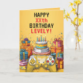 Cartoon Gelb und Rot Game Controller Cake Geburtst Karte (Gelbe Blume)