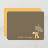 Cartoon-Gelbe Giraffe mit Schirmspülung Dankeskarte (Vorne/Hinten)