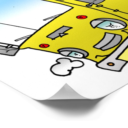 Cartoon Gelbes Busplakat Poster (Ecke)