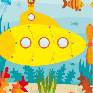 Cartoon-gelbes Unterseeboot Fotoskulptur Ornament