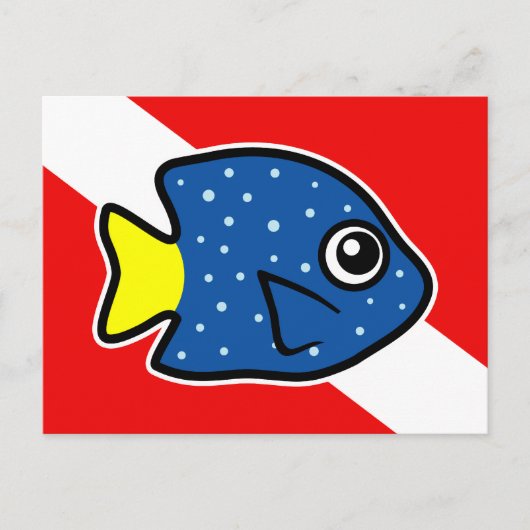 Cartoon-Gelbschwanz-Damselfish-Tauchflagge Postkarte (Vorderseite)