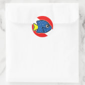 Cartoon-Gelbschwanz-Damselfish-Tauchflagge Runder Aufkleber (Tasche)