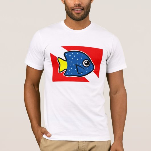 Cartoon-Gelbschwanz-Damselfish-Tauchflagge T-Shirt (Vorderseite)