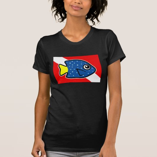 Cartoon-Gelbschwanz-Damselfish-Tauchflagge T-Shirt (Vorderseite)