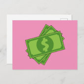 Cartoon-Geld-Dollar-Scheine Feiertagspostkarte (Vorne/Hinten)