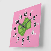 Cartoon-Geld-Dollar-Scheine Quadratische Wanduhr (Winkel)