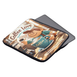 Cartoon gemütliche Café Kaffee Liebhaber Stil Laptopschutzhülle