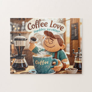 Cartoon gemütliche Café Kaffee Liebhaber Stil Puzzle
