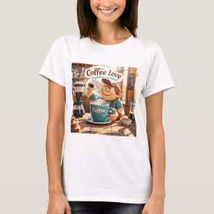 Cartoon gemütliche Café Kaffee Liebhaber Stil T-Shirt