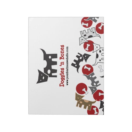 Cartoon Gepunktete Doggies & Knochen Niedlich Spaß Notizblock (Rotiert)