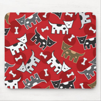 Cartoon-gepunktete Hunde, Welpen u. Mousepad