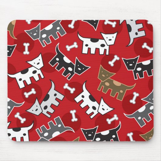 Cartoon-gepunktete Hunde, Welpen u. Mousepad (Vorne)