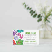 Cartoon Germ Design House Reinigungsservice Visitenkarte (Stehend Vorderseite)