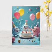 Cartoon Germ Party Get Well Soon Karte (Gelbe Blume)