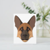 Cartoon German Shepherd Head Postkarte (Stehend Vorderseite)