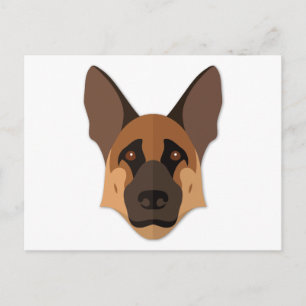 Cartoon German Shepherd Head Postkarte
