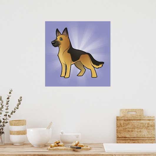 Cartoon German Shepherd Poster (Küche)