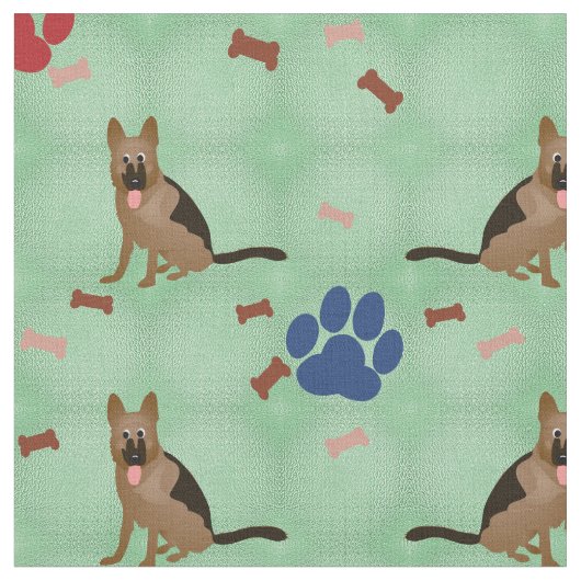 Cartoon German Shepherd Stoff (Nahaufnahme)