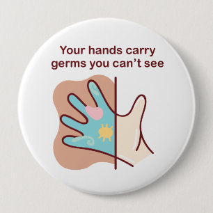Cartoon Germy Hands brauchen Waschen Button