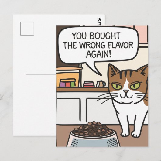 Cartoon-Geschmack Katzenfutter Postkarte (Vorne/Hinten)