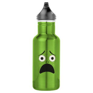 Cartoon-Gesichtsausdrücke, erschrockenes Gesicht, Edelstahlflasche
