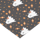 Cartoon Ghost Pattern Halloween Schwarzer Tischläu Mittelgroßer Tischläufer (Ecke)