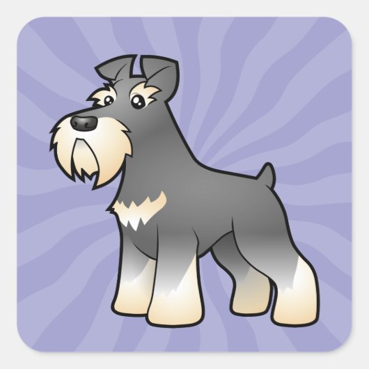 Cartoon Gigant/Standard/Miniaturschnauzer Quadratischer Aufkleber (Vorderseite)