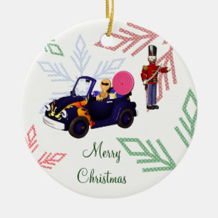 Cartoon Gingerbret Schifffahrt in einem Spielzeuga Keramik Ornament