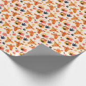 Cartoon Giraffe: BlumenSavanna Muster Geschenkpapier (Ecke)