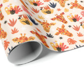 Cartoon Giraffe: BlumenSavanna Muster Geschenkpapier (Rolleneckpunkt)