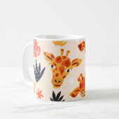 Cartoon Giraffe: BlumenSavanna Muster Kaffeetasse (Vorderseite Links)