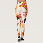 Cartoon Giraffe: BlumenSavanna Muster Leggings (Rückseite)