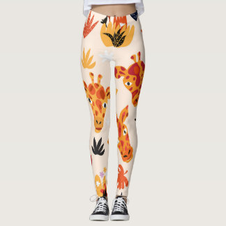 Cartoon Giraffe: BlumenSavanna Muster Leggings