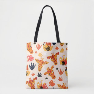 Cartoon Giraffe: BlumenSavanna Muster Tasche