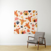 Cartoon Giraffe: BlumenSavanna Muster Wandteppich (Beispiel)