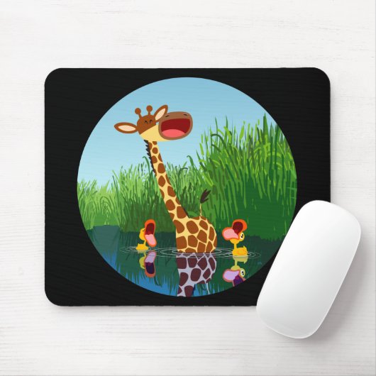 Cartoon Giraffe&Ducks (durch Teleskop) Mousepad (Mit Mouse)