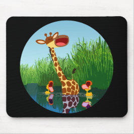 Cartoon Giraffe&Ducks (durch Teleskop) Mousepad