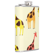 Cartoon Giraffe: Farbiges Vintages Muster. Flachmann (Rechts)
