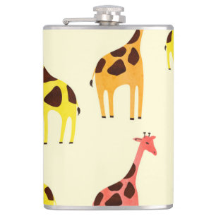 Cartoon Giraffe: Farbiges Vintages Muster. Flachmann