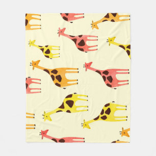 Cartoon Giraffe: Farbiges Vintages Muster. Fleecedecke