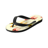 Cartoon Giraffe: Farbiges Vintages Muster. Kinderbadesandalen (Schrägansicht)