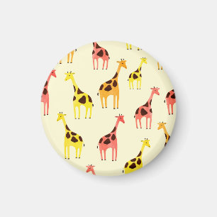 Cartoon Giraffe: Farbiges Vintages Muster. Magnet