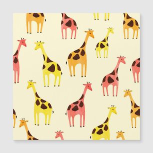 Cartoon Giraffe: Farbiges Vintages Muster. Magnetkarte